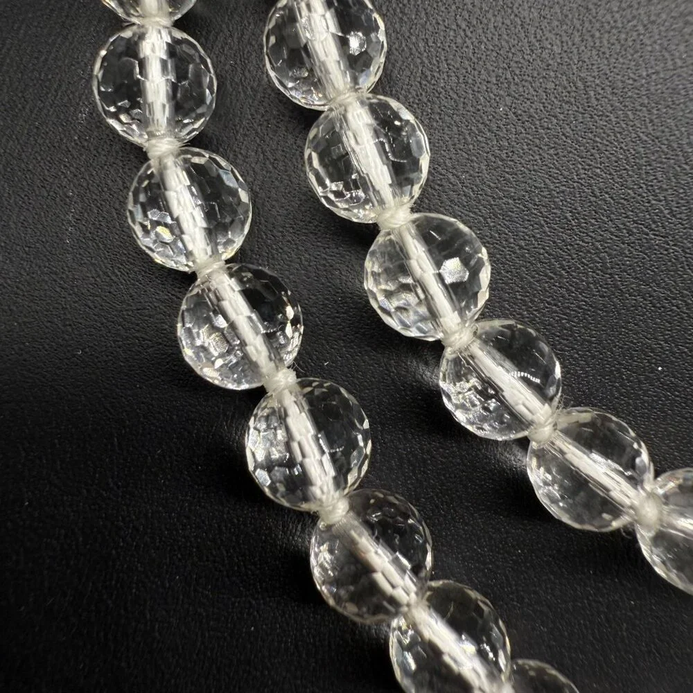925 Sterling Silver Clear Faceted Rock Crystal Necklace Slane and Slane